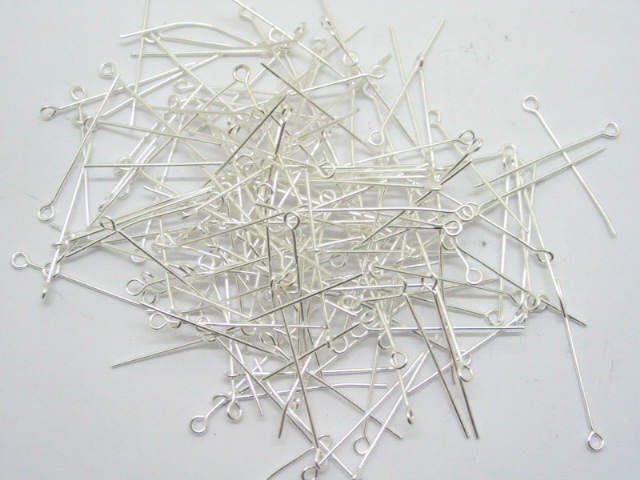 (image for) 250Gram Silver Plated Eye Pins Jewelry Finding 30mm